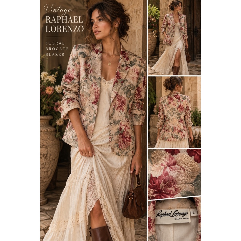 Vintage Raphael Lorenzo Floral Brocade Blazer L Tapestry Romantic Grandmacore